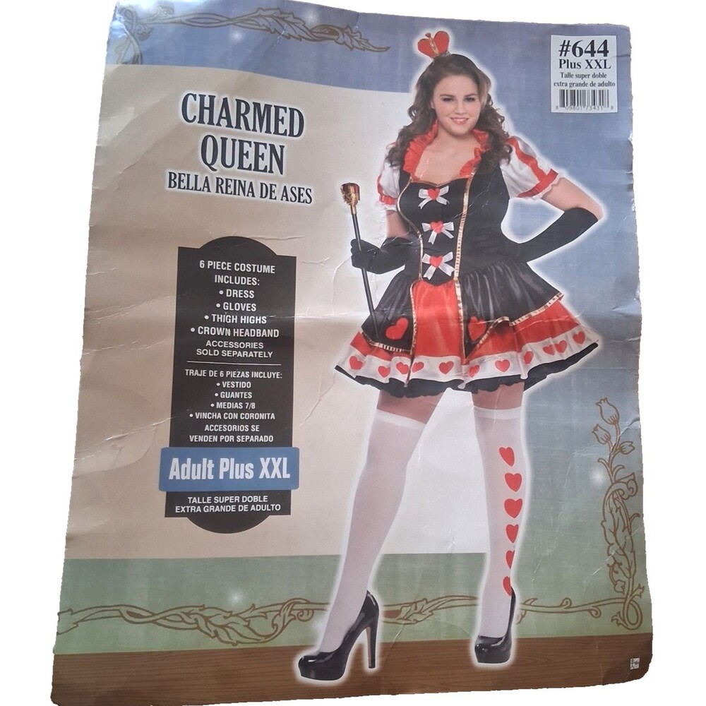 Sexy Charmed Queen 6 Piece Halloween Costume Adult Plus Size XXL Hearts